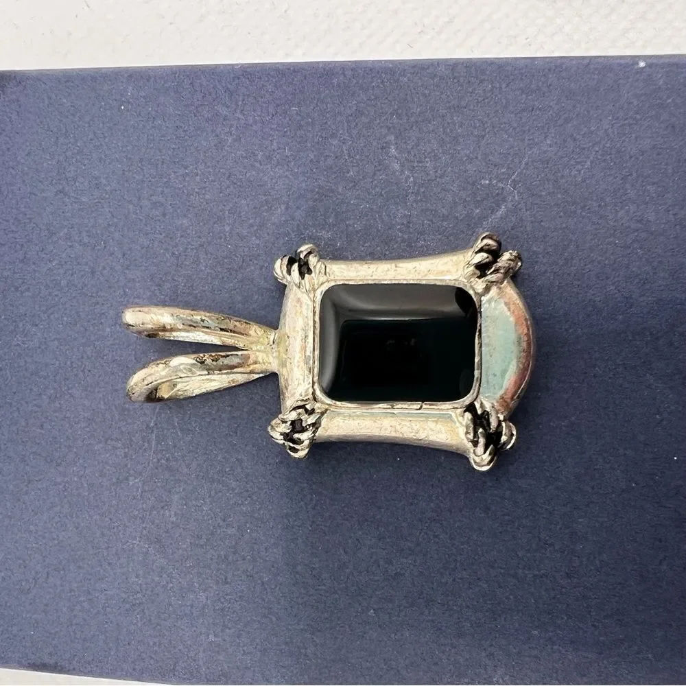 Vintage Avon Silver and Black Necklace Pendant
